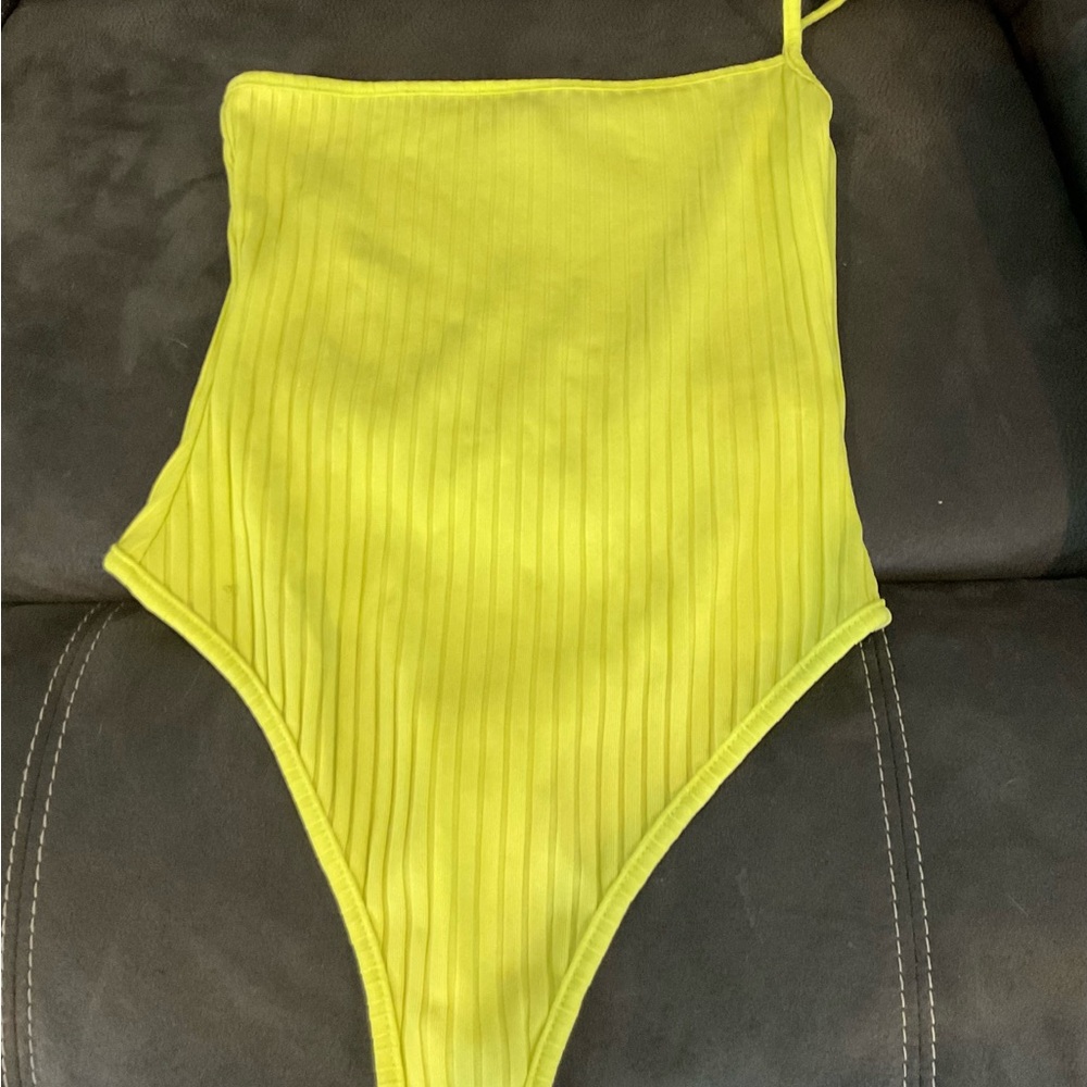 Vibrant Yellow Ribbed Bodysuit